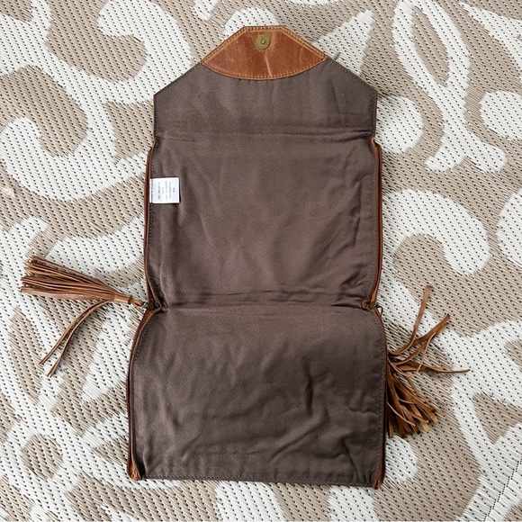 Leather Tassle Zipper Clutch | Tablet Sleeve - Picture 5 of 6